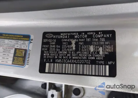 2017 Hyundai Tucson Se из США, поврежденный, VIN KM8J3CA4XHU320702